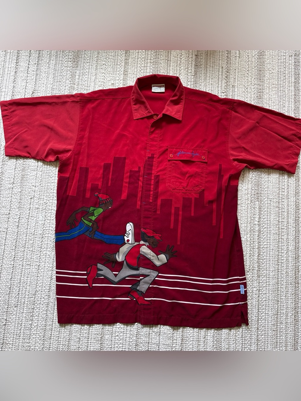 Vintage Platinum Fubu Shirt Mens XXL Fat Albert All Over Print Button Down Cosby
